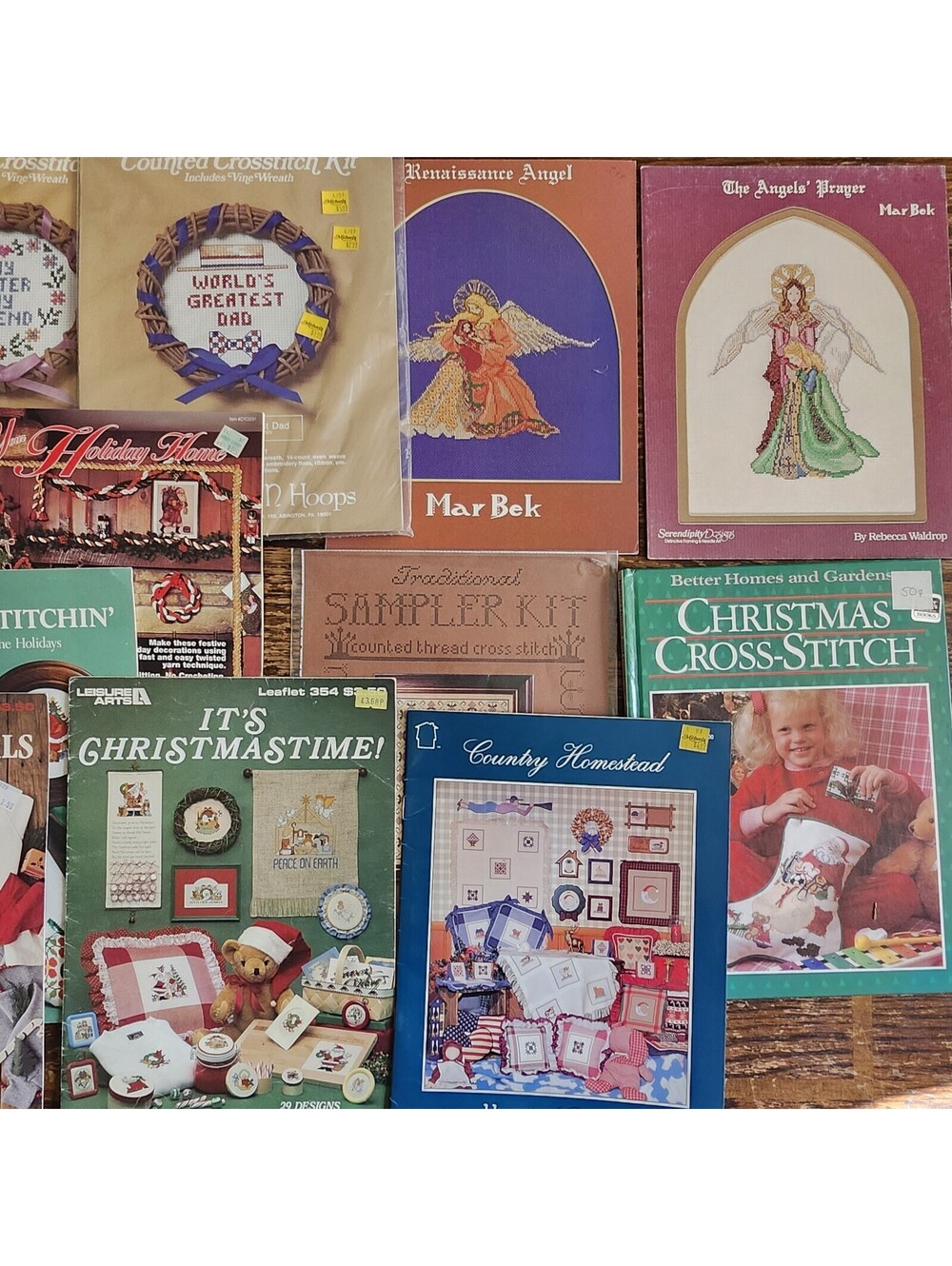 Large Lot Of Vintage Cross Stitch Patterns Leaflets Craft Books